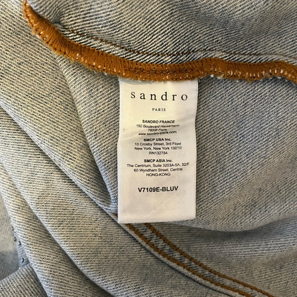 Sandro Eriko Denim Jacket with Pearls - Size Large (Sandro Size 3)$745 - Picture 14 of 16